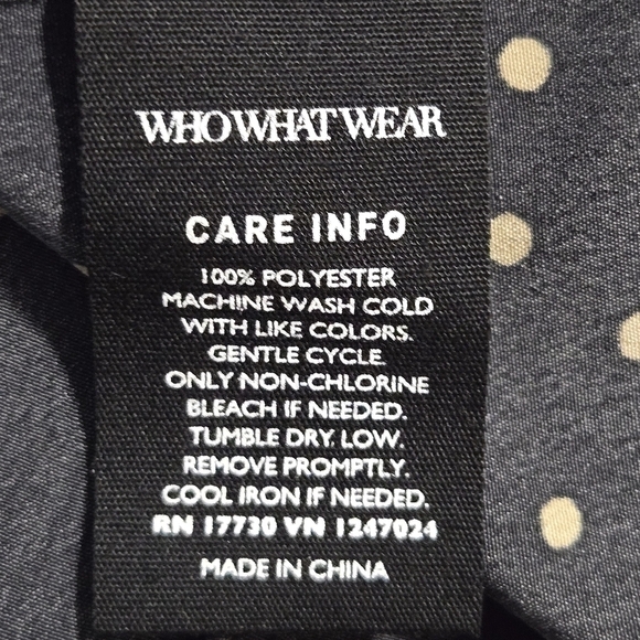 WHO WHAT WEAR Women's Button Up Dress with Belt Size XS Black & Tan Polka Dot - Picture 7 of 8